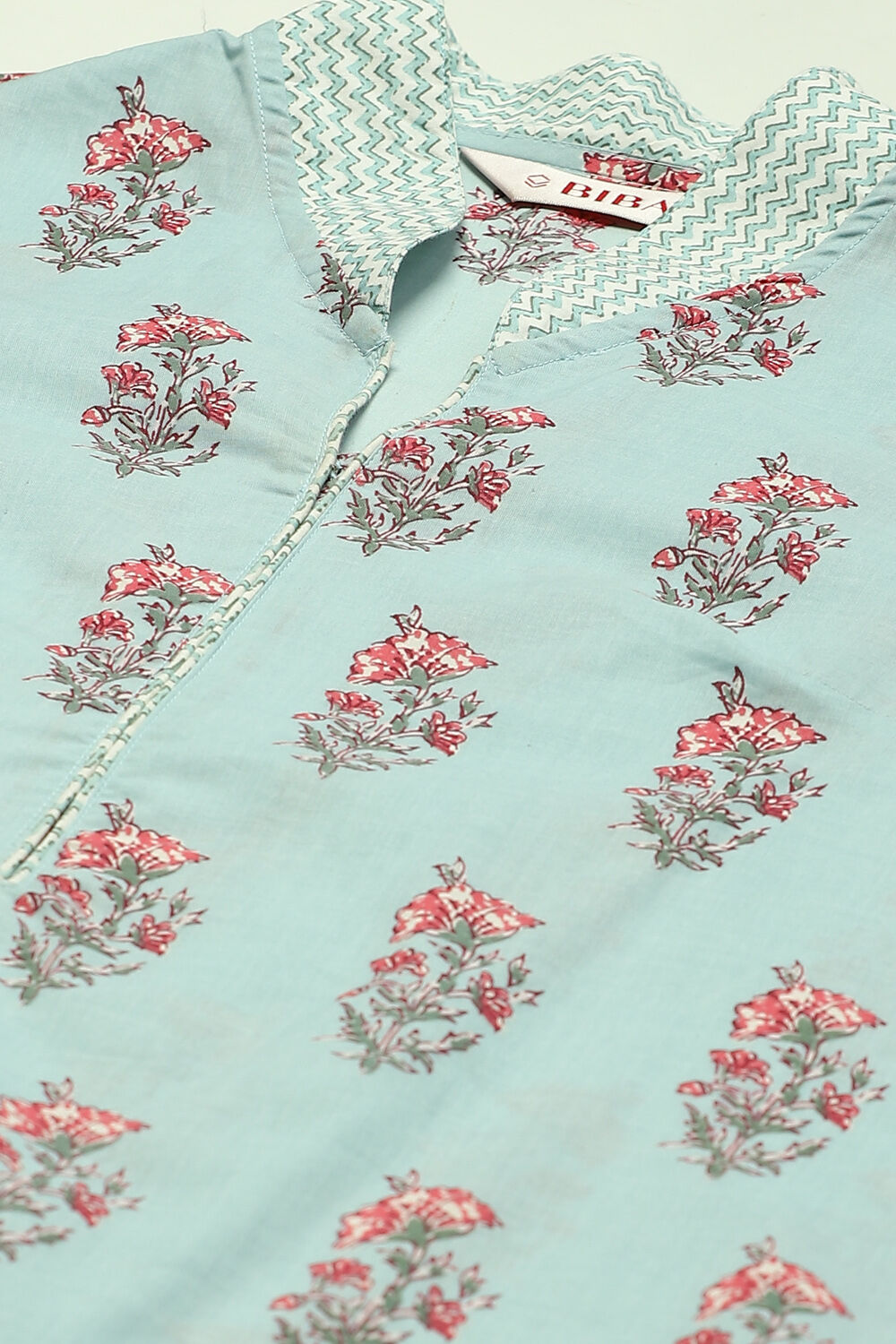 Sky Blue Cotton Straight Kurta Palazzo Suit Set image number 1