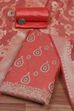 Red Chanderi  Unstitched Suit Set image number 0