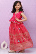 Plum Art Silk Flared Lehenga image number 6