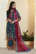 Blue Cotton Geometric Printed Straight Kurta Set