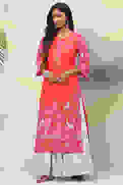 Pink Straight Viscose Kurta image number 0