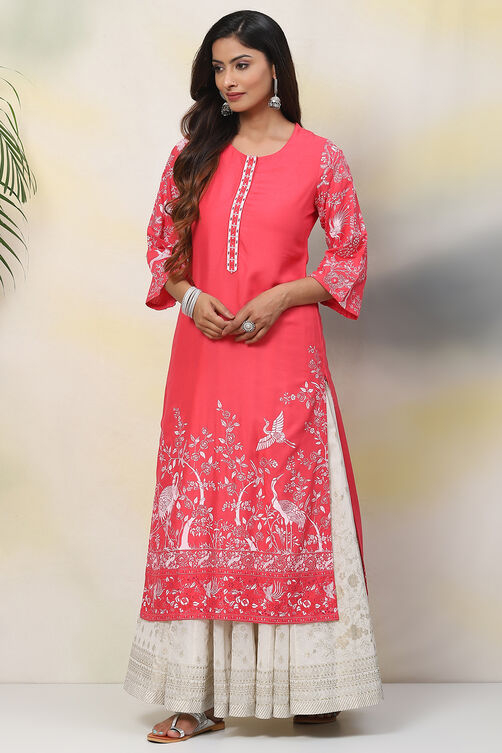 Ochre Straight Viscose Kurta image number 0