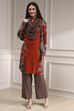Orange Printed Straight Suit Set image number 0