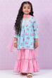 Blue Viscose Flared Kurta Garara Suit Set image number 0