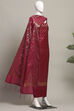 Teal Cotton Printed Embroidered Unstitched Suit Set image number 4