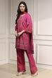 Pink Viscose Rayon Straight Printed Suit Set image number 3