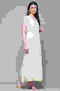 White Polyester Blend Straight Dress image number 6
