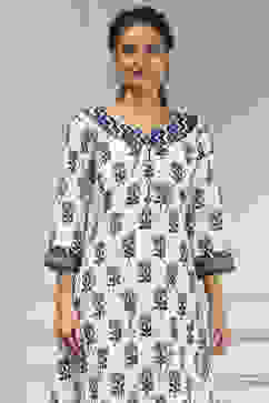 Indigo Cotton Modal Digital Print Unstitched Suit Set image number 2