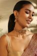 Gold Plated Brass Choker Necklace Set with Jhumka image number 3
