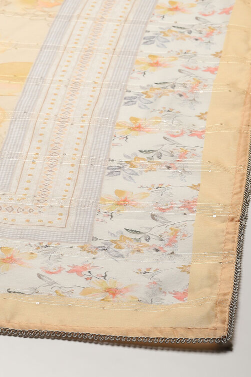White Pink Chanderi Blend Unstitched Suit set image number 4