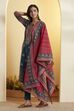 Beige & Red Cotton Printed Straight Kurta image number 3