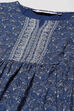 Blue LIVA Gathered Kurta Palazzo Suit Set image number 1