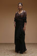 Black Modal Satin Pre-Draped Saree image number 5