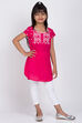 Pink Cotton Solid Kurta Leggings Set image number 3