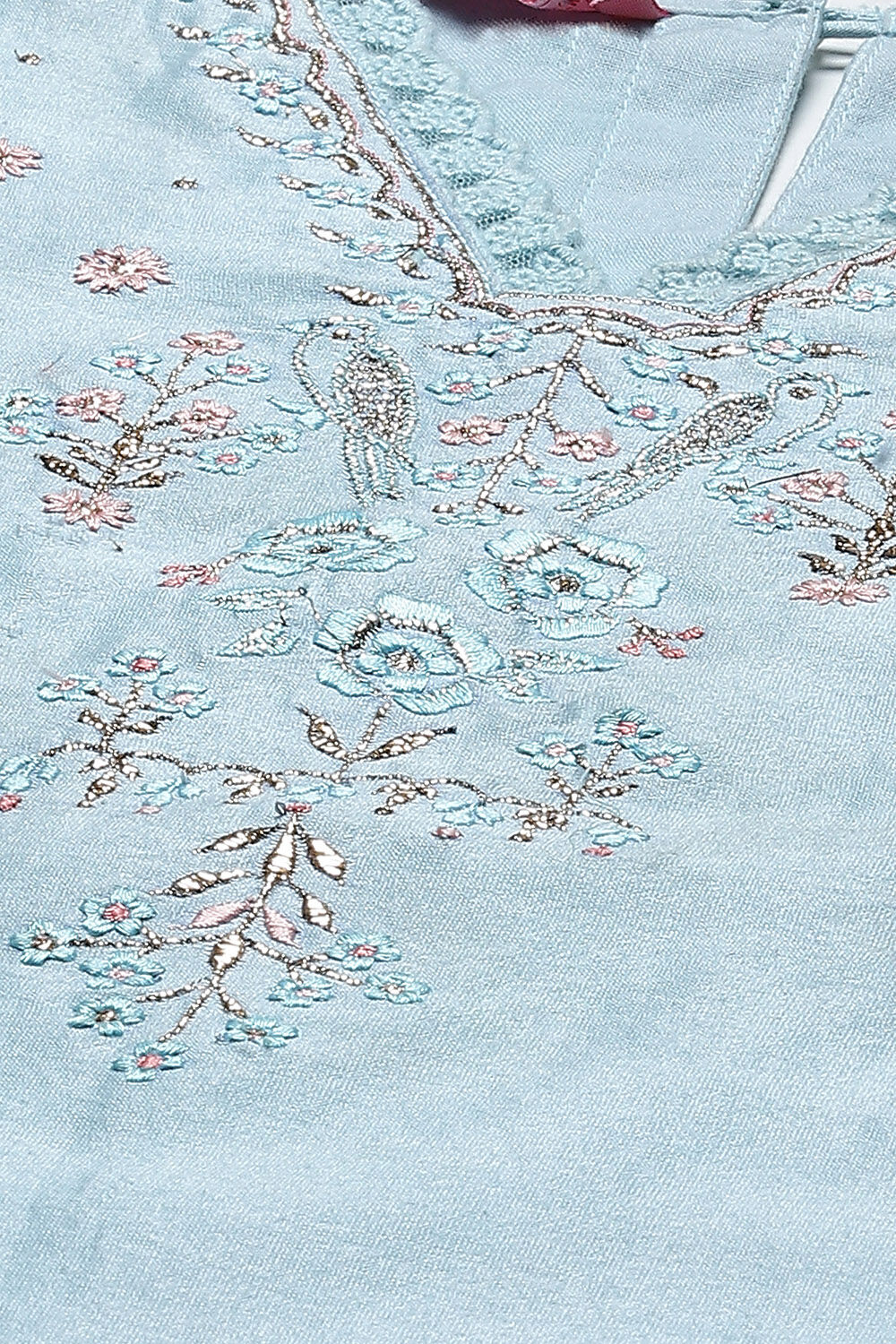 Blue Art Silk Straight Kurta Sharara Suit Set image number 1