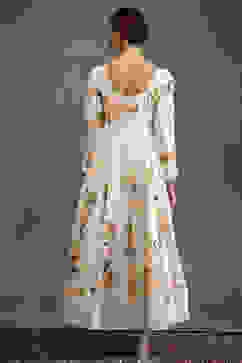 Rohit Bal Off-White Silk Chanderi Floral Printed Anarkali Suit Set image number 4