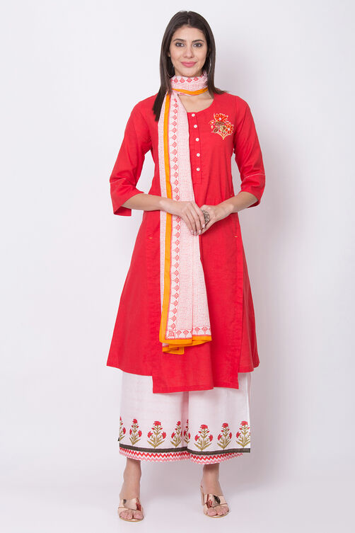 Charcoal Cotton A-Line Kurta Palazzo Suit Set image number 0