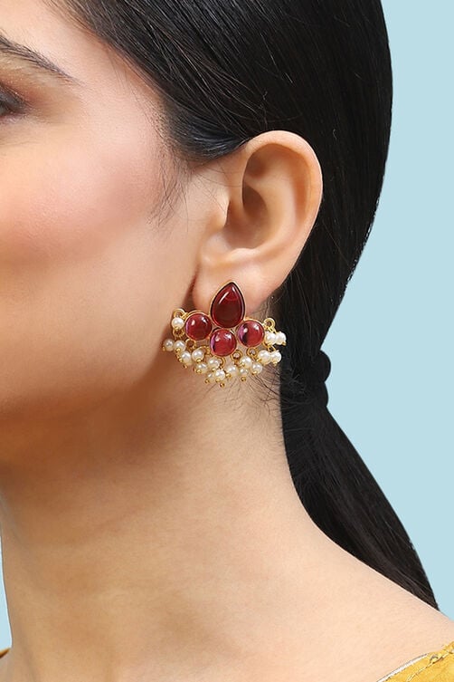 Red Brass Earrings image number 1