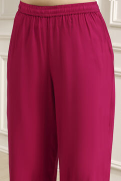 Red Viscose Straight Printed Fusion Set image number 2