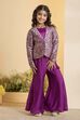 Purple Viscose Rayon Floral 3 Piece Co-ord Set image number 6