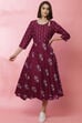 Wine Cotton Fusion Dress image number 2
