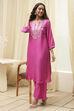 Pink Embroidered Straight Kurta Set