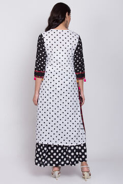 Black And White Cotton Straight Printed Kurta image number 4