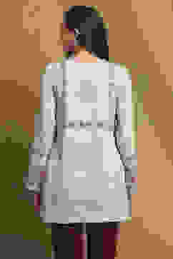 Grey Printed Winter wear Straight Short Kurta image number 3