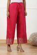 Blue Jacquard Solid Straight Palazzo Pants image number 3