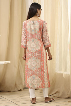 Peach Cotton  Kurta image number 4