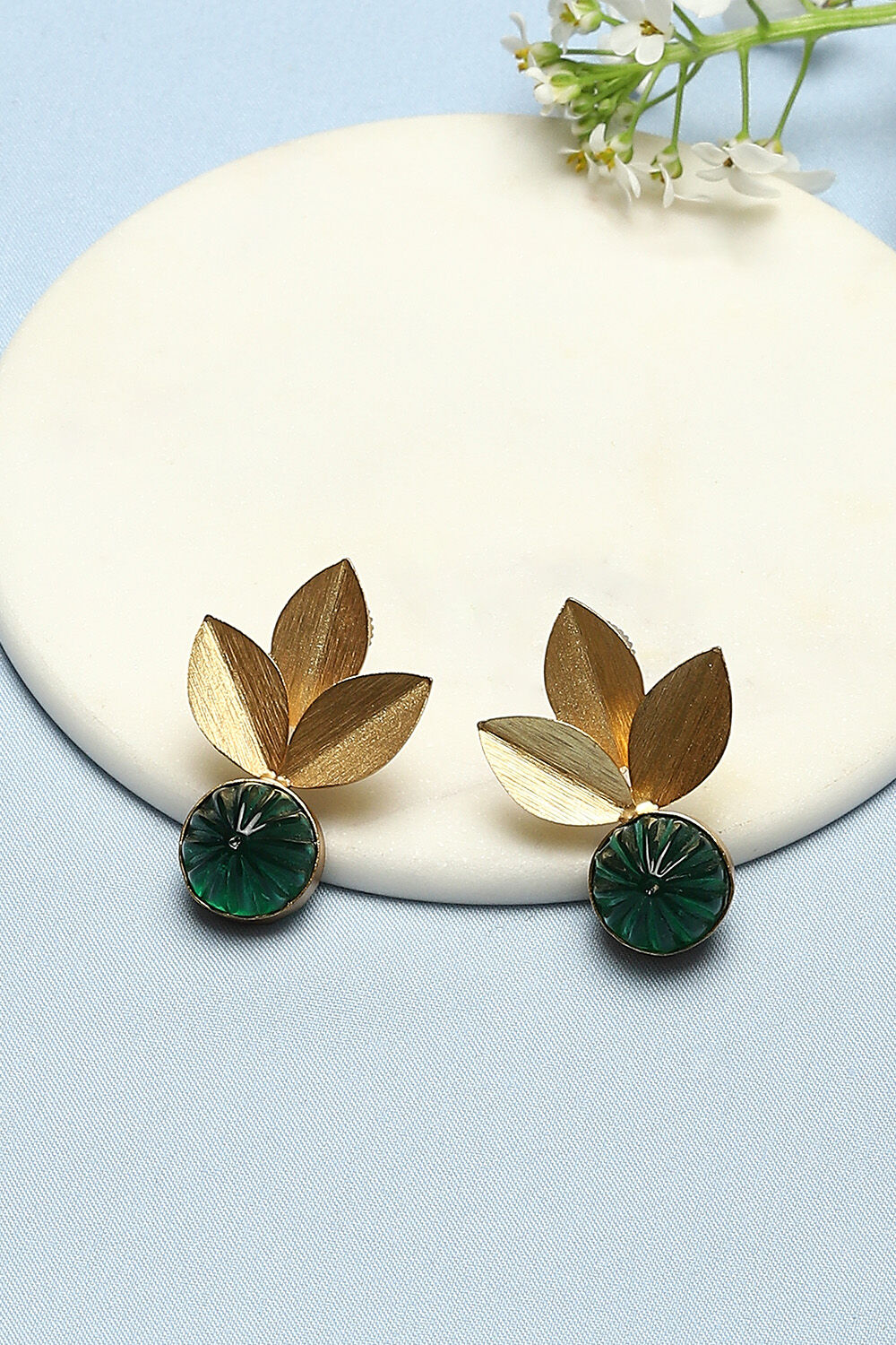 Green Brass Earrings image number 0