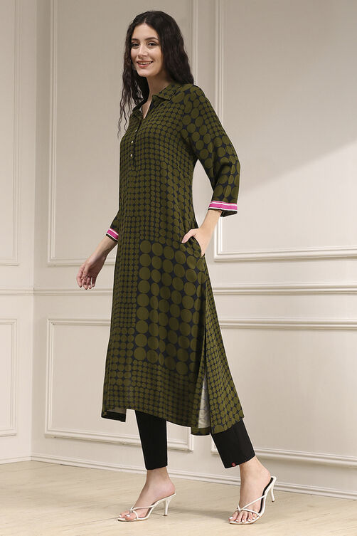 Indigo Blue Viscose Straight Printed Kurta image number 2