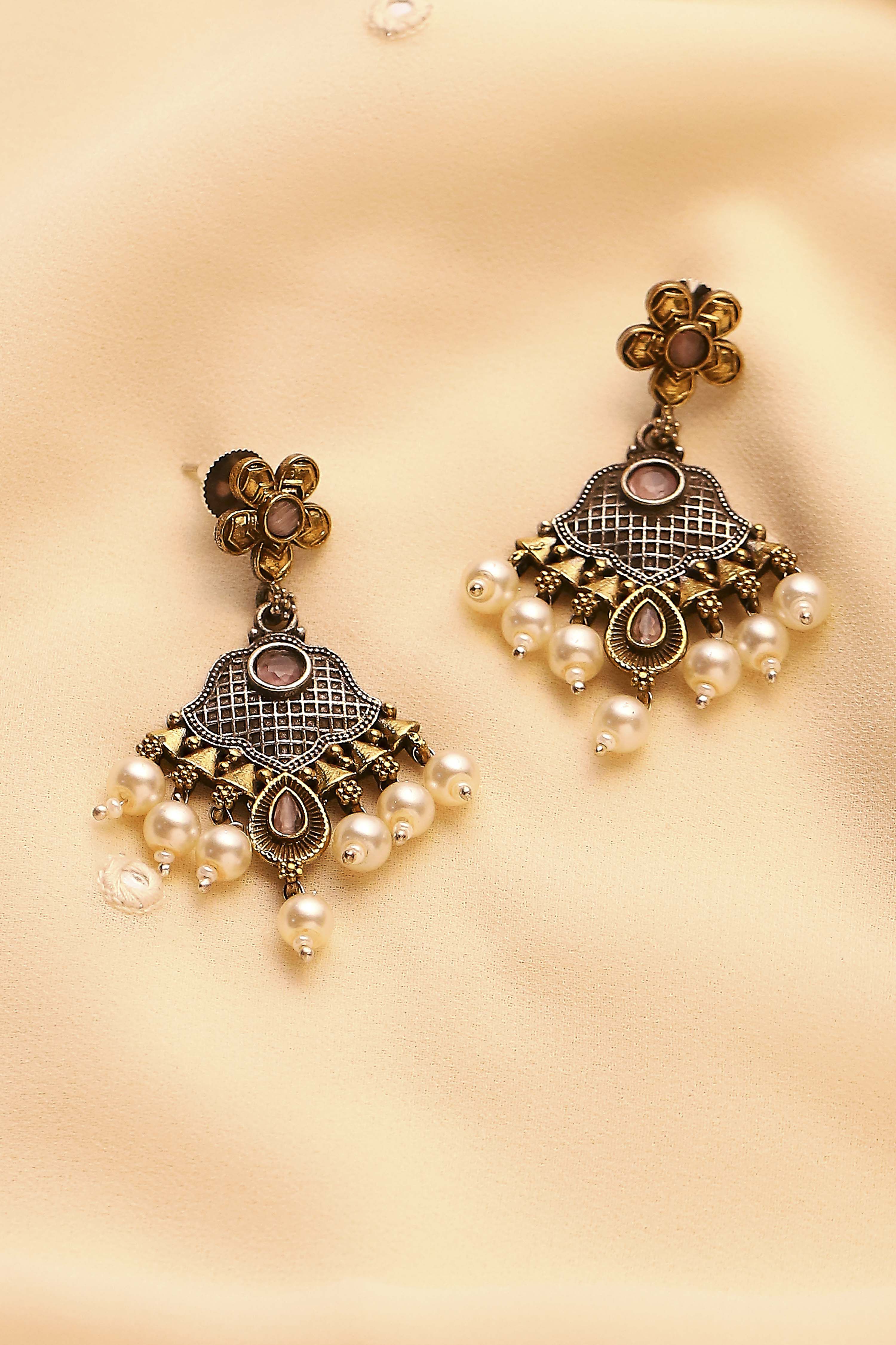Oxidised Pink Earrings image number 0