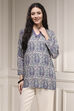Maroon Black Polyester Straight Printed Kurta image number 5