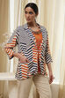Orange Printed Straight Jacket image number 4