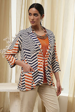 Orange Printed Straight Jacket image number 4