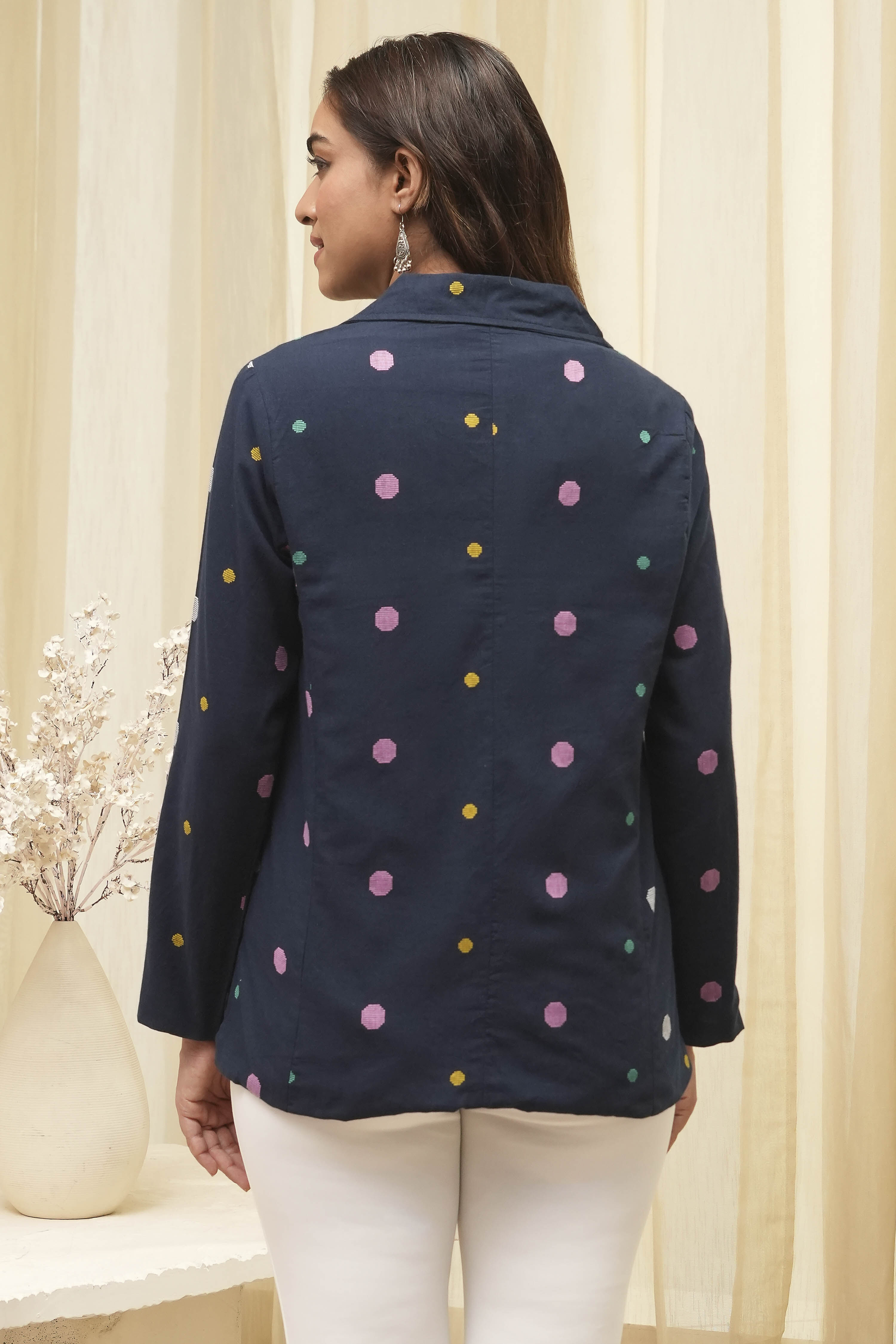 Navy Cotton Straight Yarndyed 2 Piece Set image number 4