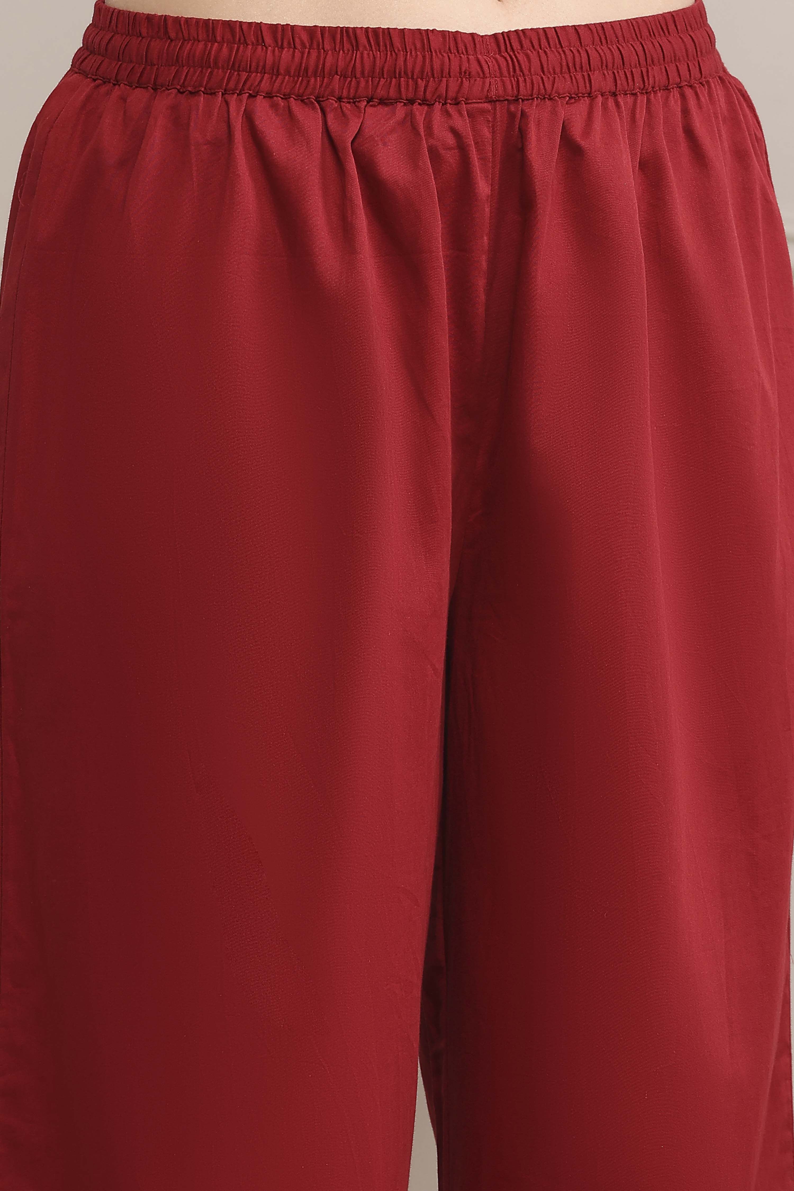 Red Chanderi Kalidar Dyed Suit Set image number 2