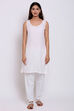 White Cotton Chikankari Kurta image number 4