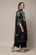 Black Cotton Straight Kurta Palazzo Suit Set image number 6