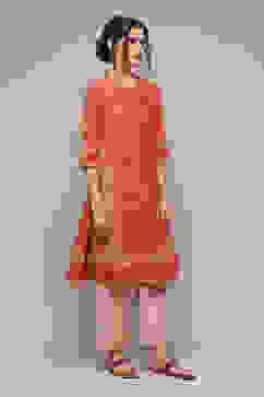 Coral Cotton Straight Kurta Palazzo Suit Set image number 6