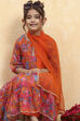 Orange Polyester Printed Tiered Suit Set image number 7