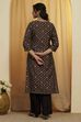 Black Viscose Blend Printed Straight Kurta Set image number 5