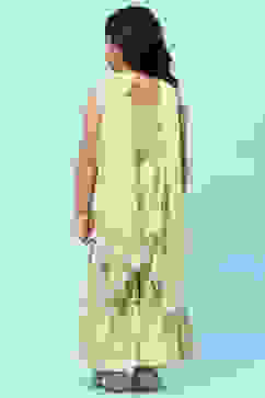 Green Cotton Floral Printed Strappy Peplum Suit Set image number 5