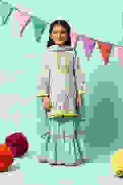 Green Cotton Straight Kurta Garara Suit Set image number 7