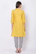 Mustard And Black Cotton Straight Kurta Slim Pant Suit Set image number 4