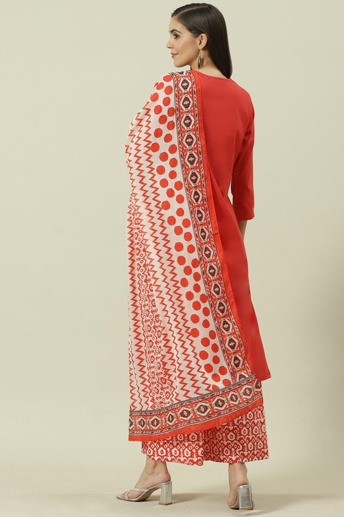 Blue Cotton Straight Kurta Pant Suit Set image number 5