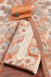 Peach Cotton Flower and Lace Work Unstitched Suit Set image number 0