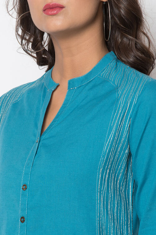 Orange Cotton Flax Front Open Solid Kurta image number 1
