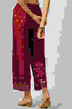 Maroon Rayon Palazzo image number 4